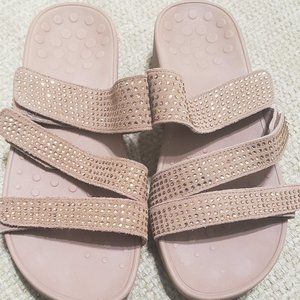 Vionic Camel Suede Platform Sandals